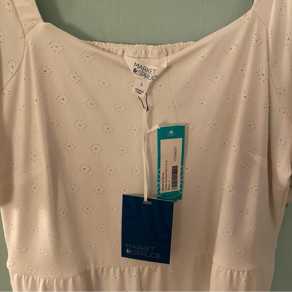 Market & Spruce Dion Smocked Back Eyelet Dress With Pockets - Picture 2 of 5